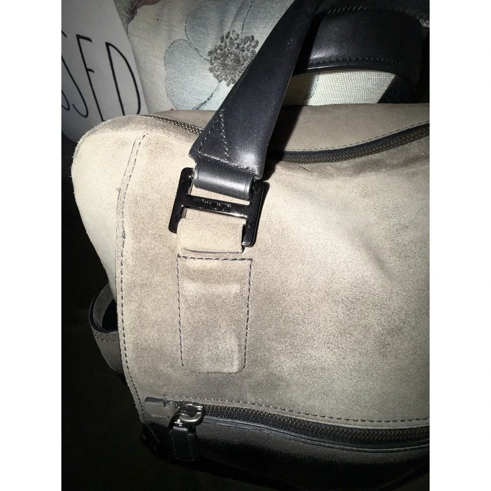 Tumi Briefcase Mens Grey Black Ombre Suede Leather Satchel Messenger Bag